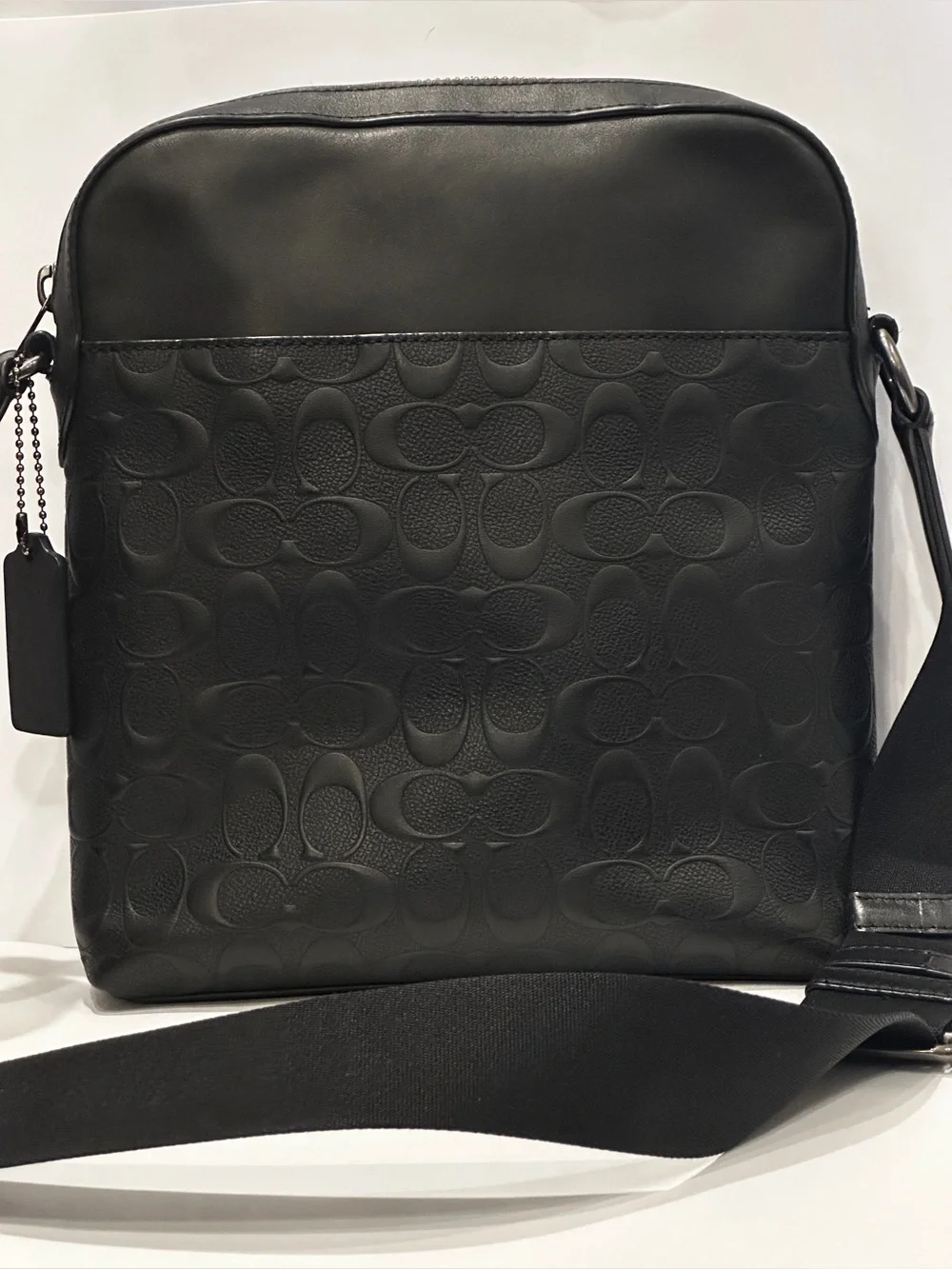 Coach Graham Signature Genuine Debossed Pebble Leather Unisex Crossbody Bag